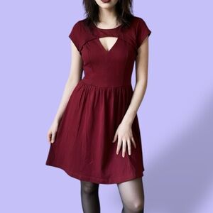 Guess Early 2000s Crimson Cutout Fit-and-Flare Mini Dress